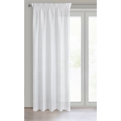 Firana gotowa biała woalowa z poziomym wzorem na taśmie 140x250 cm
