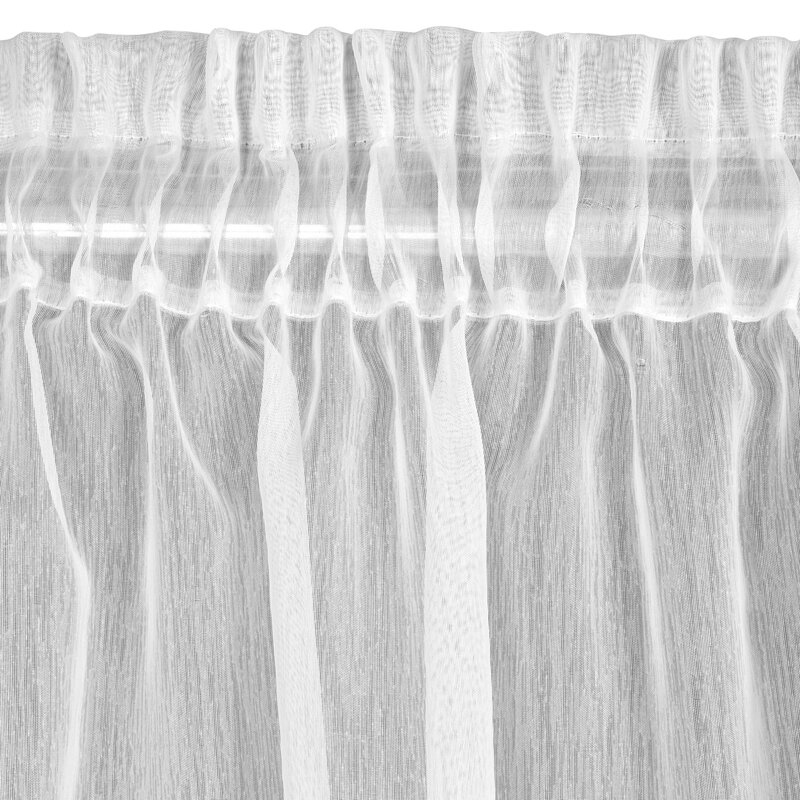 Firana gotowa biała woalowa z pionowym wzorem na taśmie 350x250 cm
