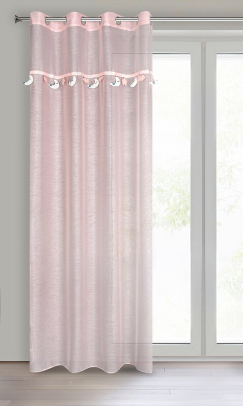 Firana gotowa różowa dziecięca z miękkimi zawieszkami księżycami 140x250 cm Firana gotowa różowa dziecięca z miękkimi zawieszkami księżycami 140x250 cm