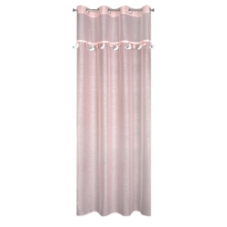 Firana gotowa różowa dziecięca z miękkimi zawieszkami księżycami 140x250 cm