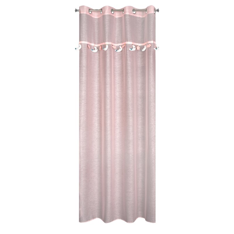 Firana gotowa różowa dziecięca z miękkimi zawieszkami księżycami 140x250 cm Firana gotowa różowa dziecięca z miękkimi zawieszkami księżycami 140x250 cm