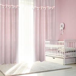 Firana gotowa różowa dziecięca z miękkimi zawieszkami księżycami 140x250 cm