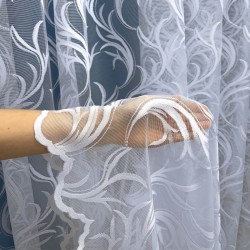 Firana żakardowa Gałązka wzorzysta biała subtelna - wys. 250 cm