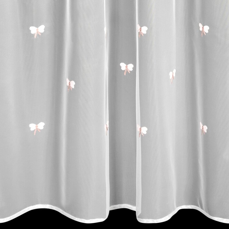 Firana gotowa do pokoju dziecięcego puszystym haftem motylki 140x250 cm