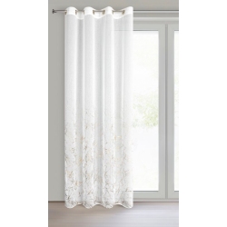 Firana gotowa marmurek złote przelotki biała szampańska 140x250 cm