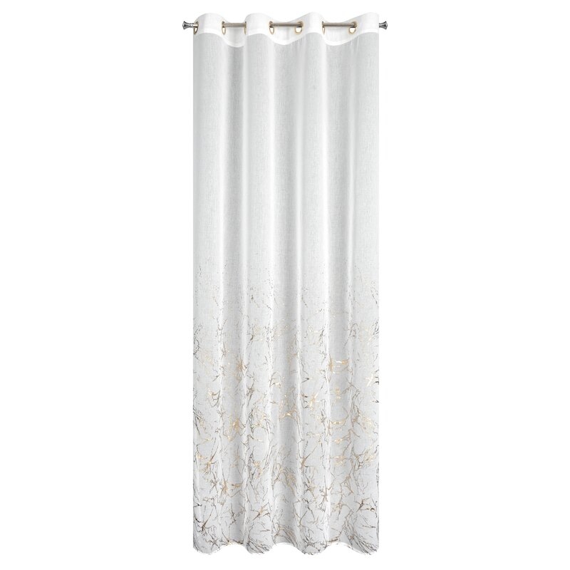 Firana gotowa marmurek złote przelotki biała szampańska 140x250 cm