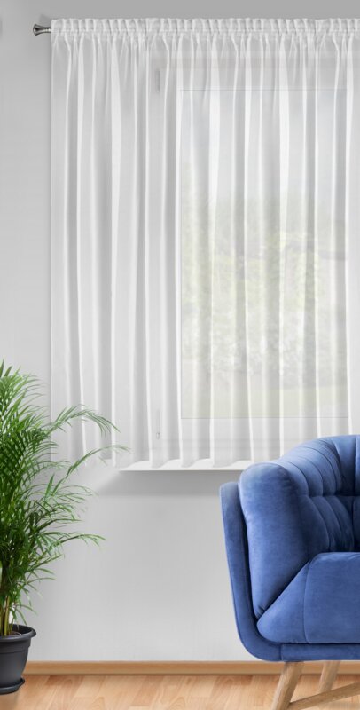 Firana nowoczesna błyszcząca na taśmie biała 350x150 cm Firana nowoczesna błyszcząca na taśmie biała 350x150 cm