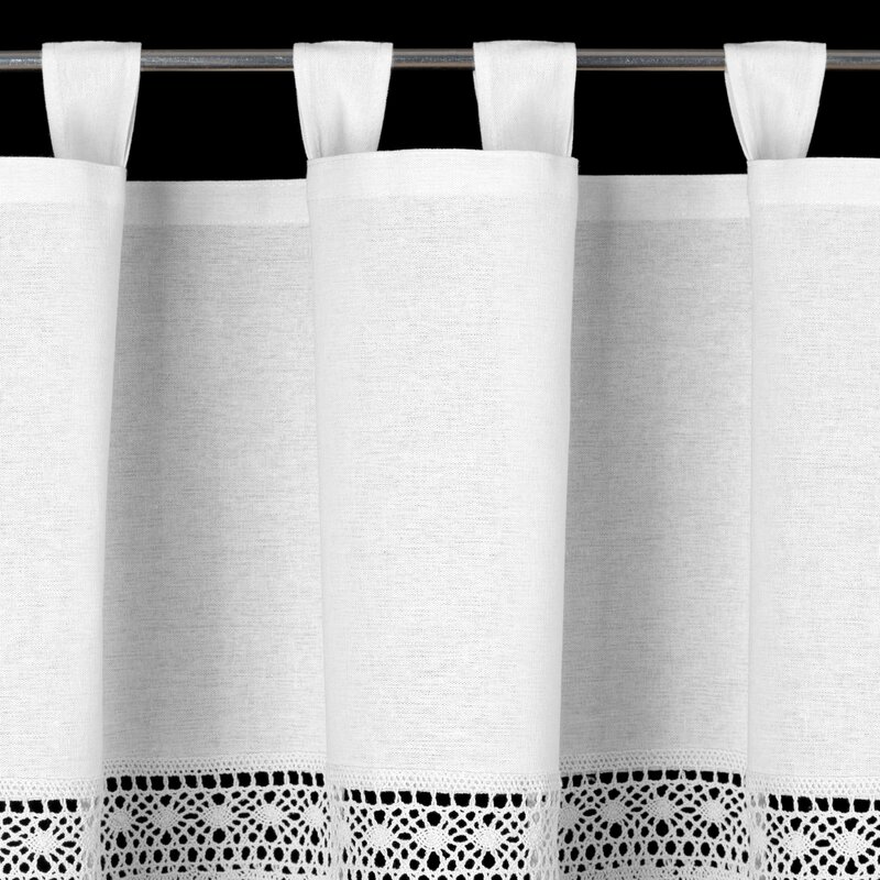 Zazdrostka biała bawełniana ażurowy wzór szelki matowa 150x60 cm