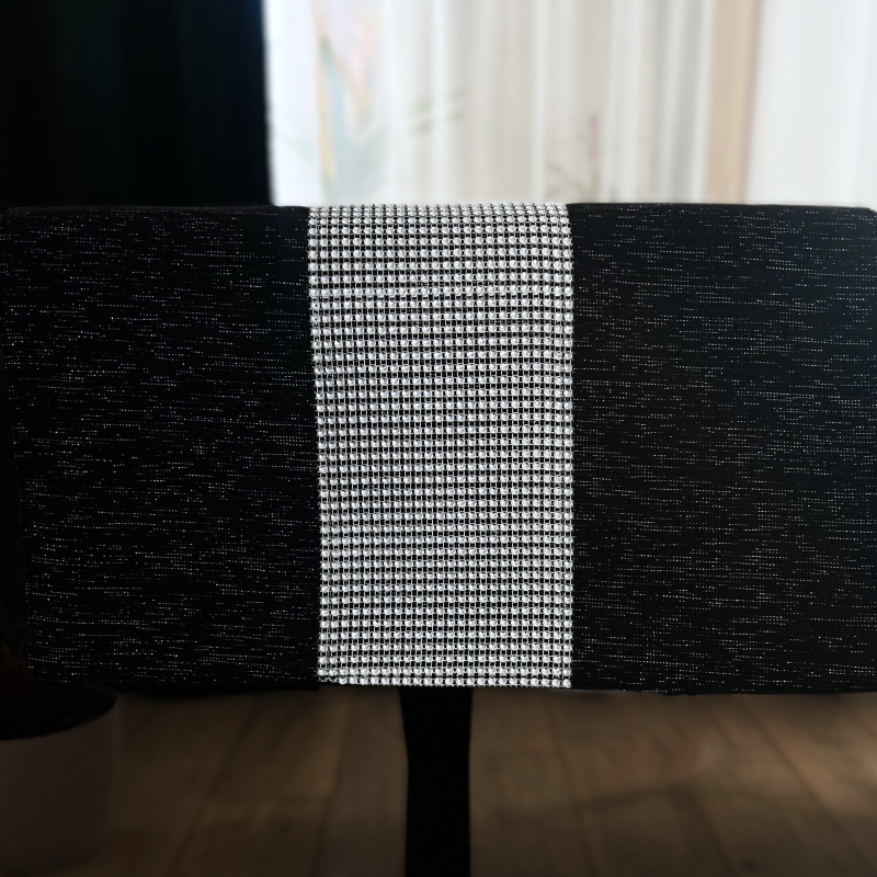 Bieżnik z cyrkoniami glamour antracytowy na stół ozdobny - 40x140 cm