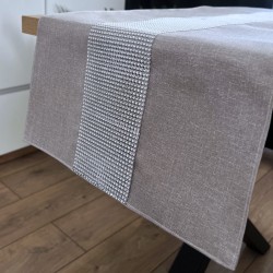Bieżnik z cyrkoniami glamour szary na stół ozdobny - 40x140 cm