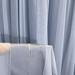 Firana gładka matowa Szare Pasy nowoczesna wys. 300 cm z ołowianką