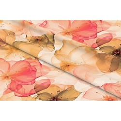 Zasłona kwiatowa dekoracyjna nowoczesna brzoskwiniowa - szer. 150 cm