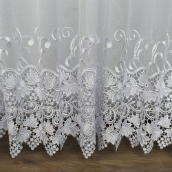 Firana z gipiurą Listki biała elegancka na metry - wys. 250 cm
